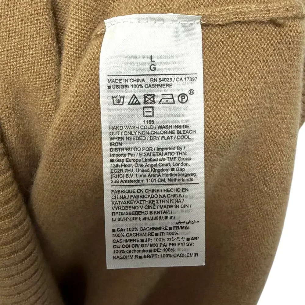 Banana Republic Cashmere Crew-Neck Sweater NWT Men's Sz L Brown Long Sleeve Knit
